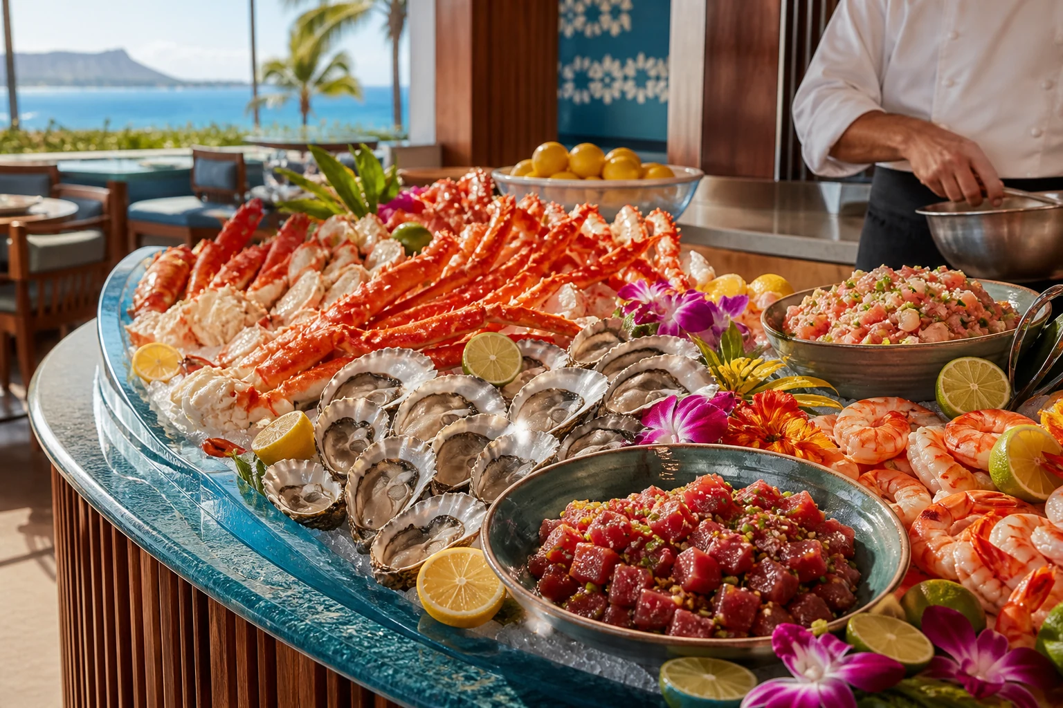 Beragam pilihan seafood segar di buffet Makana Lani